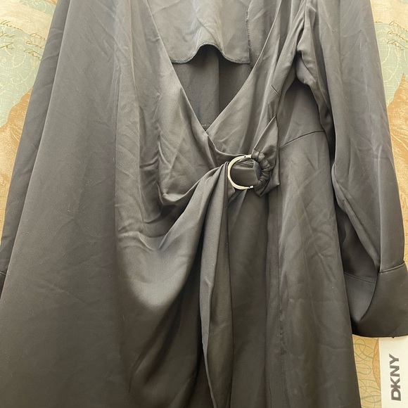 NWT DKNY Classic Black Plus Size Womens Wrap High Low Maxi Dress 22W Goth Grunge - Picture 4 of 13